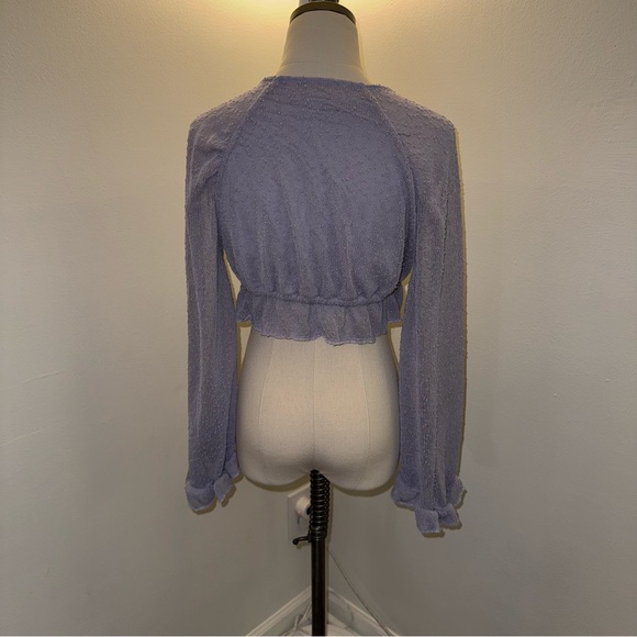 UO Urban Outfitters Women’s XS Purple Celeste Textured Long Sleeve Crop Top NEW - Picture 5 of 7